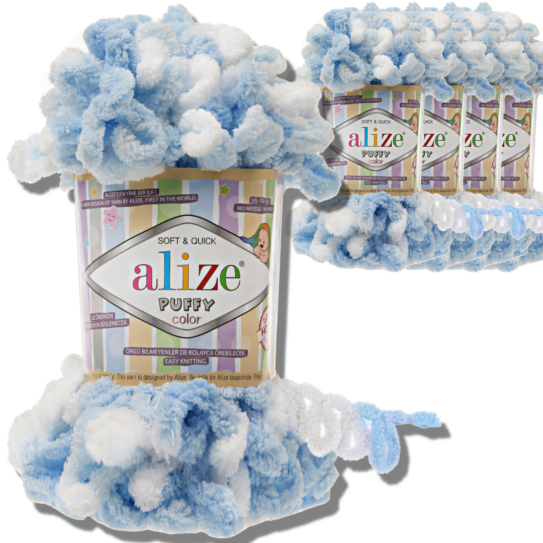 Alize 5x 100g Puffy türkische Wolle Super Bulky Chenillegarn Kuschelweich Babywolle Handstrickgarn z