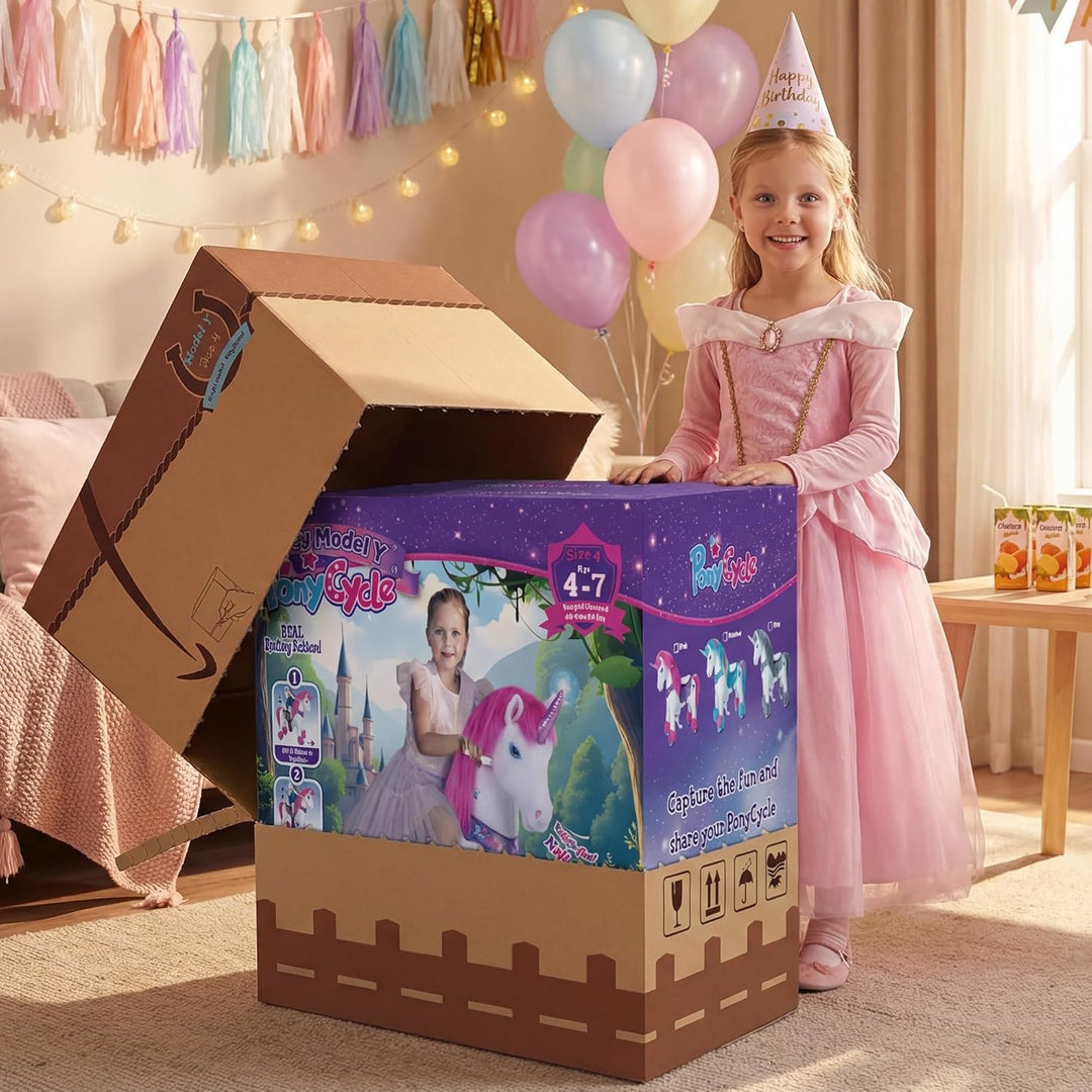 PonyCycle Fortschrittlich Modell Y Einhorn Reitpferd Einhorn mit Magisches Geräusche für Kinder 4–7