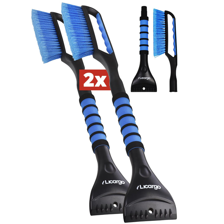 LICARGO 2X Eiskratzer Auto mit Besen 67cm - stabil & wackelfrei - kratzerfrei & lackschonend Schneeb