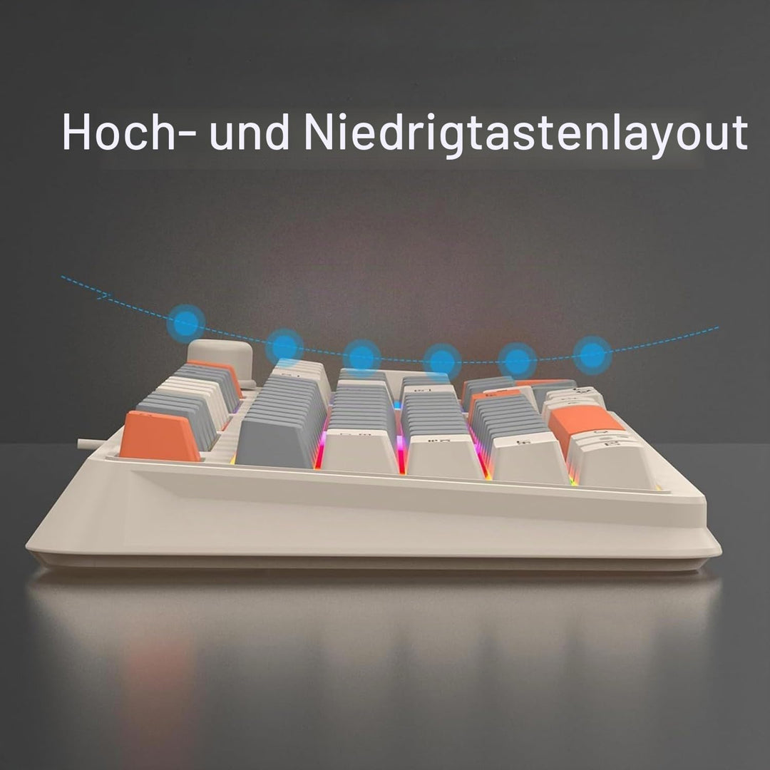 Lancoon Verkabelte Mechanische Gaming Tastatur mit 94 Tasten 3 Farbig Gemischte Tastenkappen Kühler