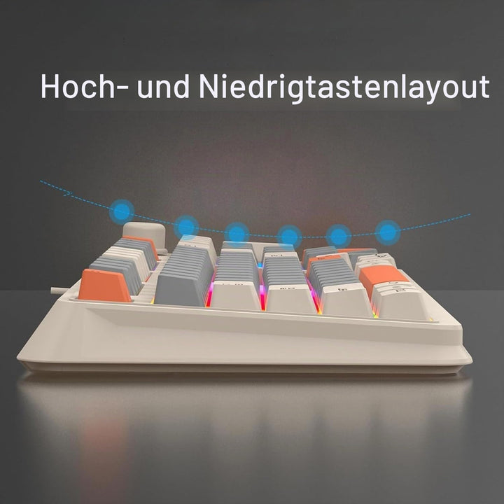 Lancoon Verkabelte Mechanische Gaming Tastatur mit 94 Tasten 3 Farbig Gemischte Tastenkappen Kühler
