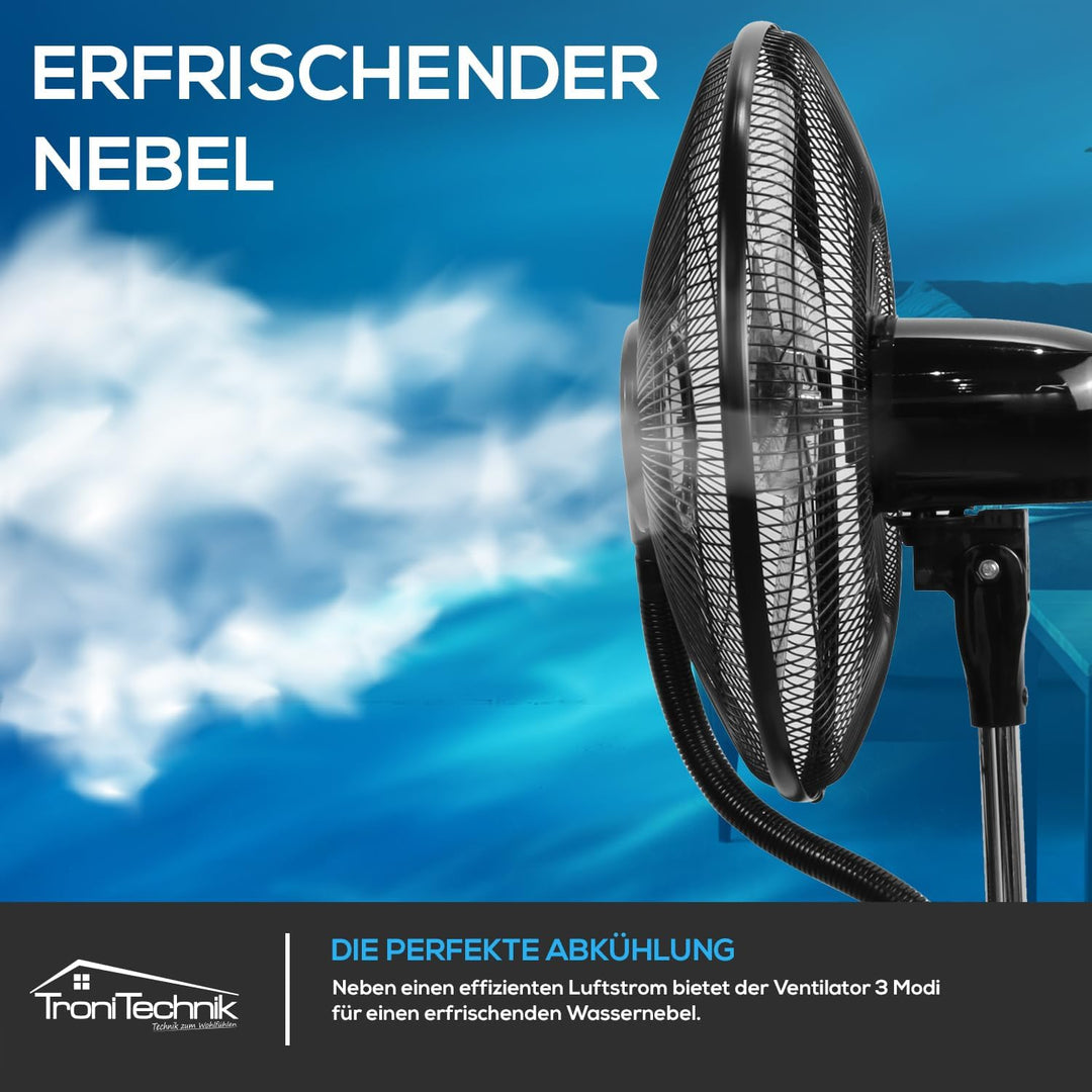 Tronitechnik® Standventilator mit Wasser, Ventilator mit Wasserkühlung Sprühnebel Raumbefeuchter, Fe