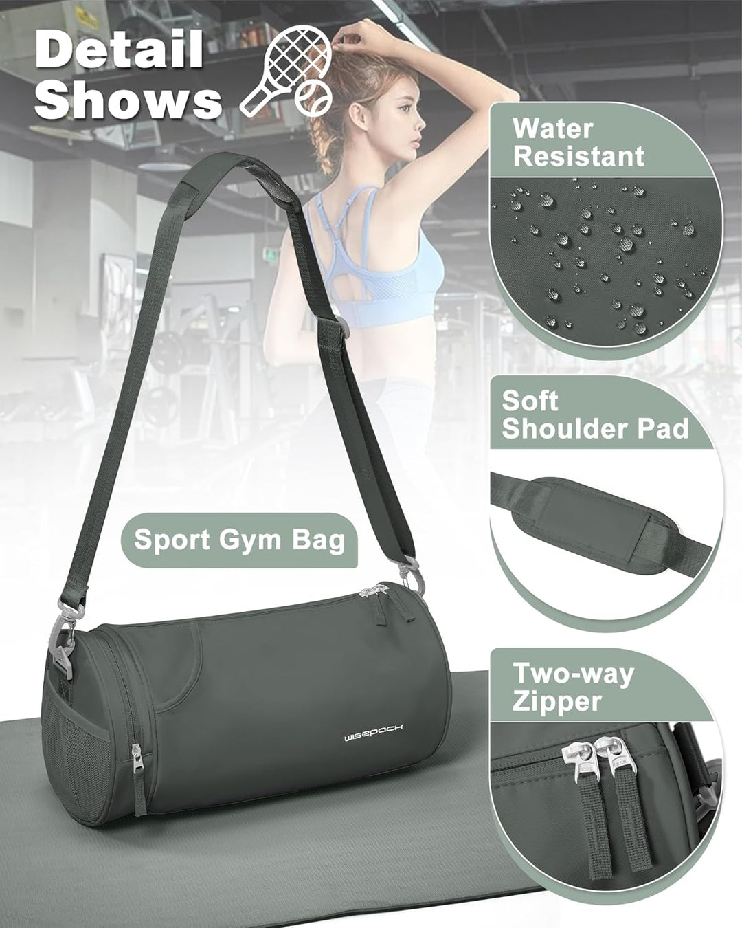 SZSYCN Sporttasche Damen Klein, Sport Duffel Bag mit nassfach & schuhfach, Leichte wasserdichte Trai