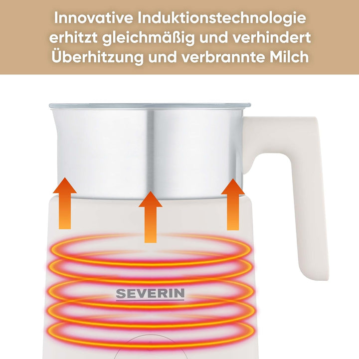 SEVERIN SPUMA Lite Design Induktions-Milchaufschäumer, elektrischer Milchschäumer mit Edelstahl-Milc
