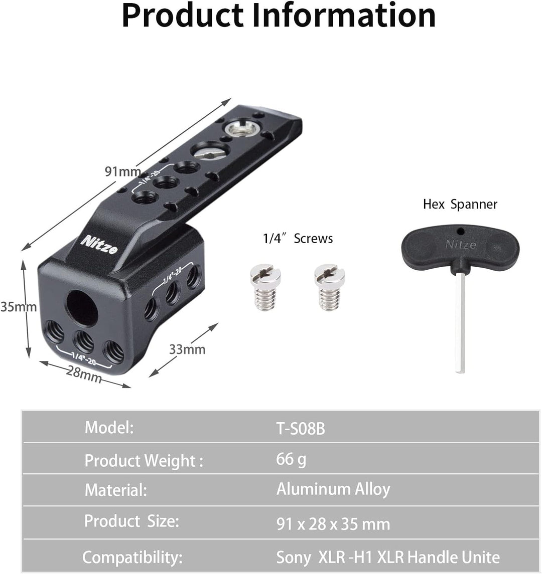 Nitze FX3 / FX30 XLR Griffverlängerung Kompatibel mit Sony FX3 / FX30 XLR-H1 XLR-Griffeinheit, Handl