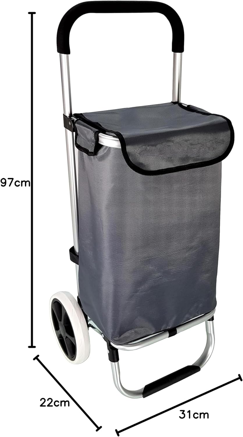 Alu Trolley Einkaufstrolley Tasche Einskaufsroller Einkaufswagen (grau), Grau