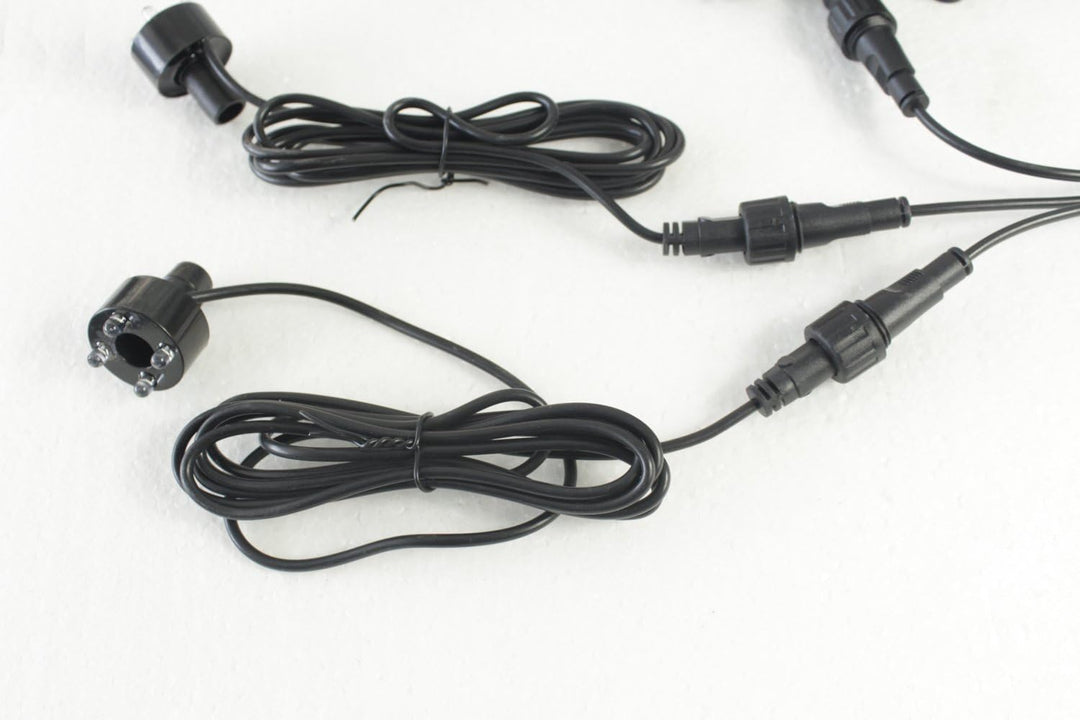 Arnusa Springbrunnen Pumpe 800 L/H Komplett Set mit 3er LED-Beleuchtung inkl.3 Wege Schlauchadapter,