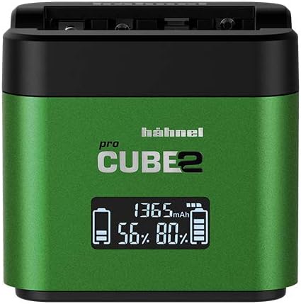Hähnel Pro Cube 2 Doppelladegerät für DSLR-Kamera Akkus, mit Mingon-Einsatz, Display und Autoladeger