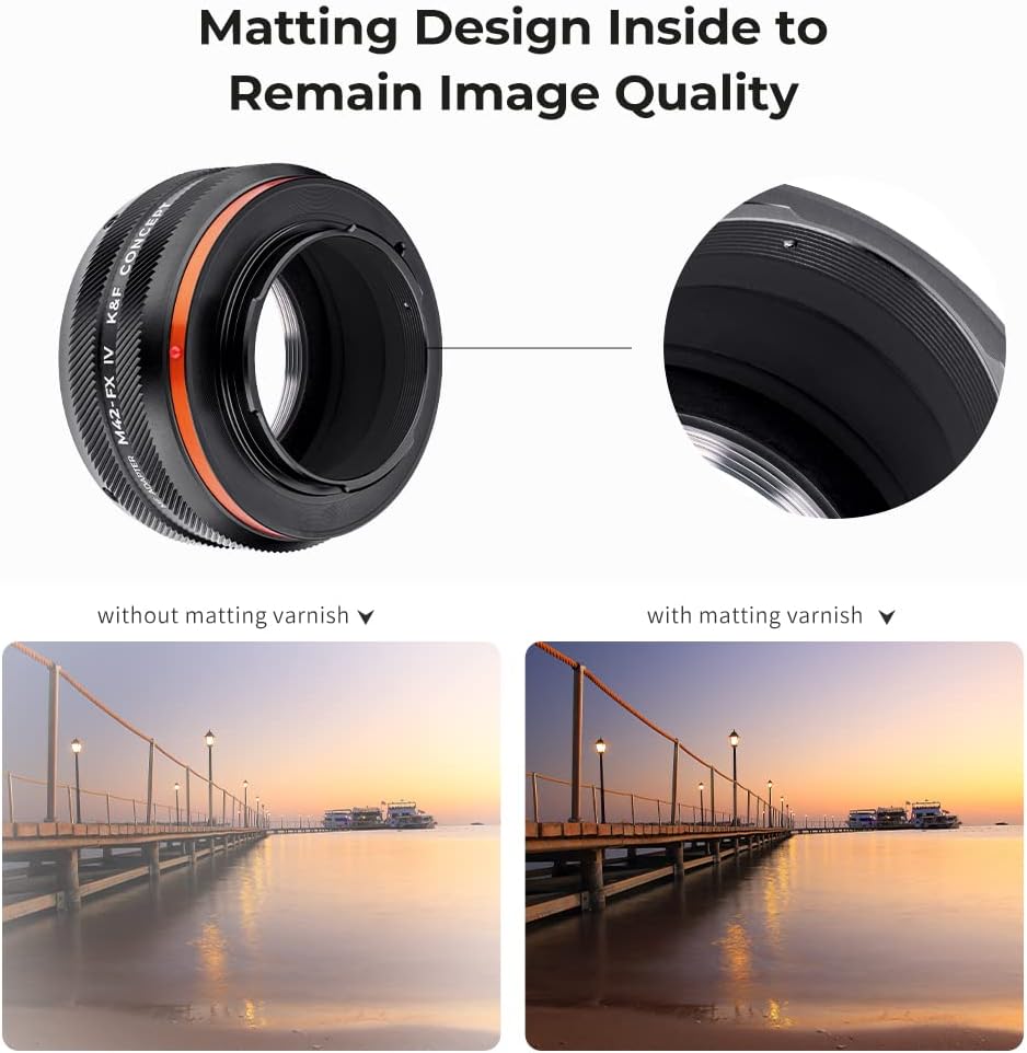 K&F Concept Lens Mount Adapter M42-FX IV Manueller Fokus Kompatibel mit M42 Objektiv und Fujifilm X