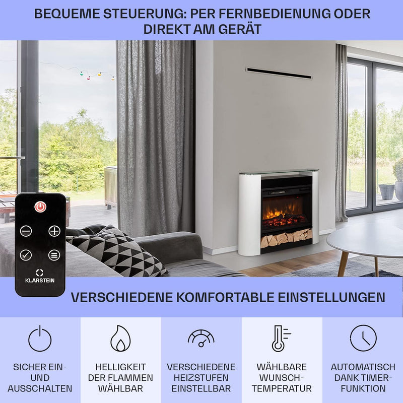 Klarstein Elektrokamin, Elektro Heizungen für Wohnzimmer & Innenräume, Elektrischer Kamin mit LED Fl