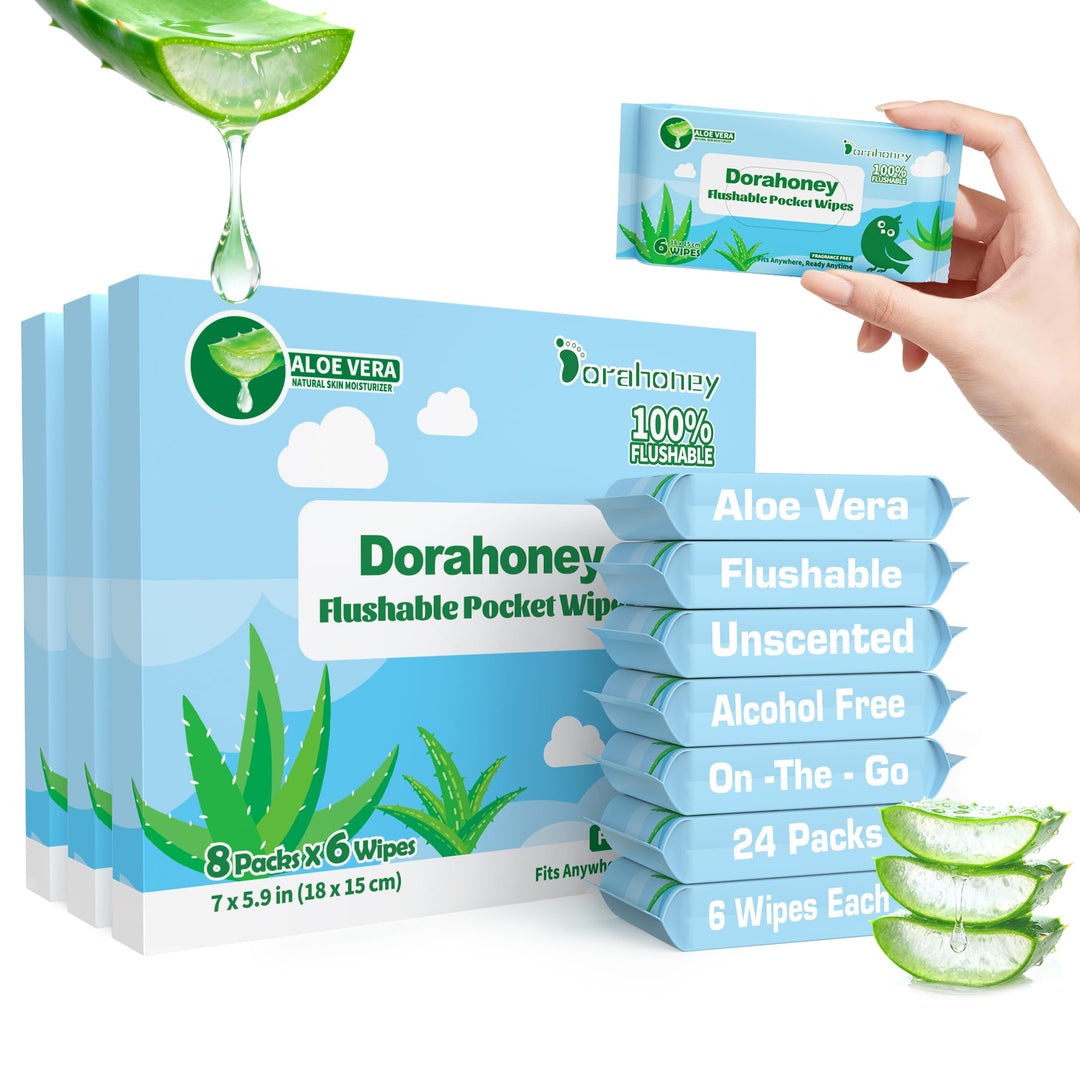Mini Feuchttücher Reisegrösse, Feuchtes Toilettenpapier spülbar mit Aloe Vera, unparfümiert, 99% Was