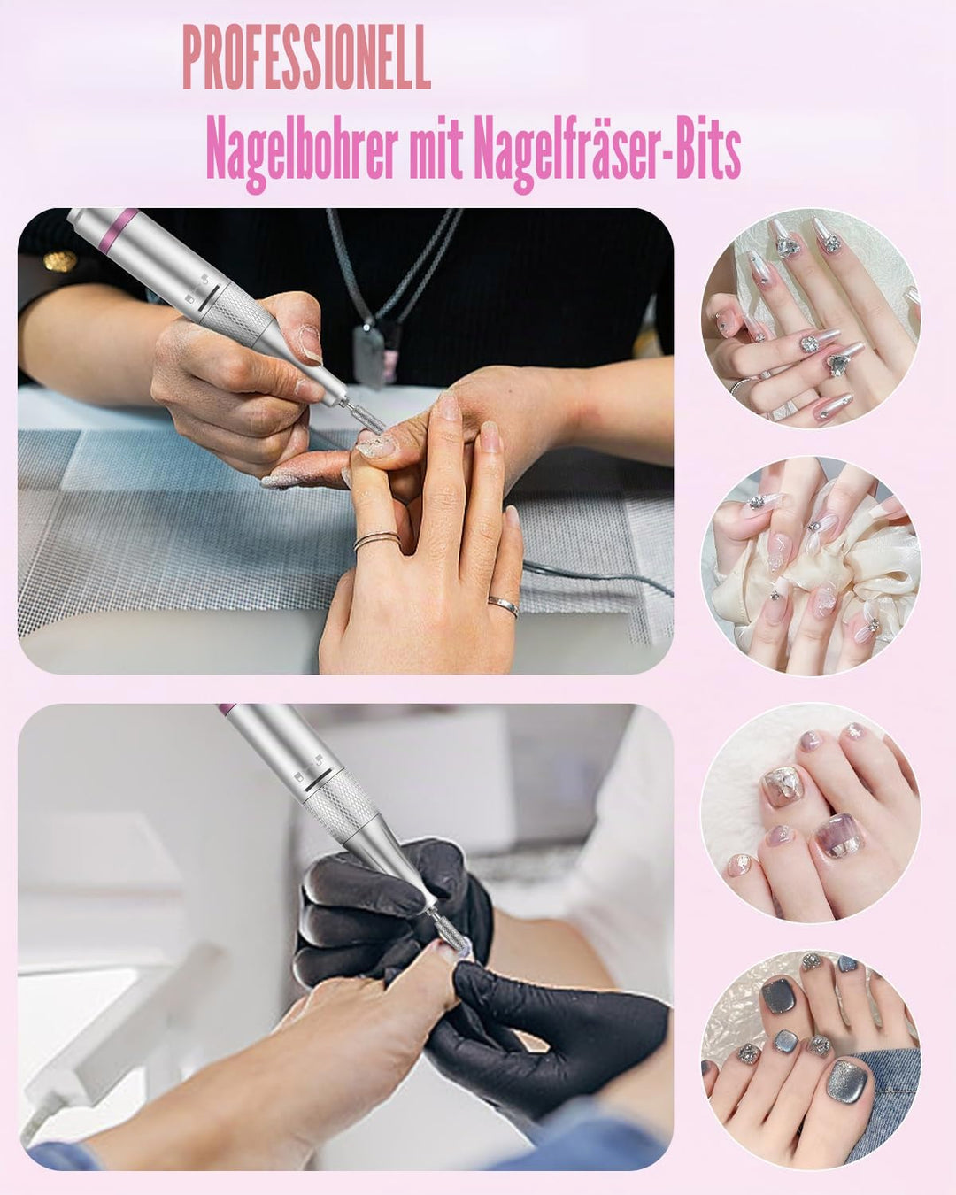 Elektrische Nagelfräser 35000 U/min,Electric Nail Drill Kit,Professionell Maniküre set, Tragbarer Na