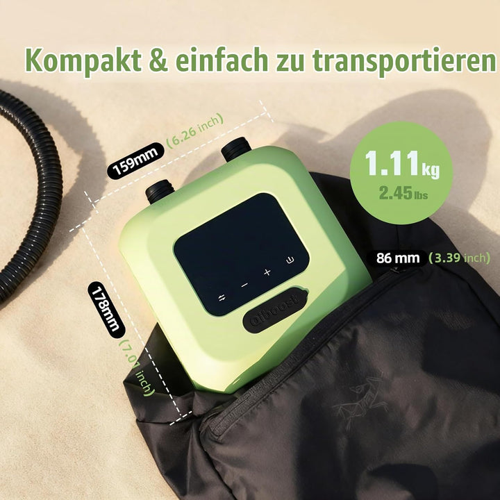 20PSI Elektrische SUP Pumpe mit Akku, wiederaufladbar | Hochdruck, zweistufige Auf-/Abluft, automati