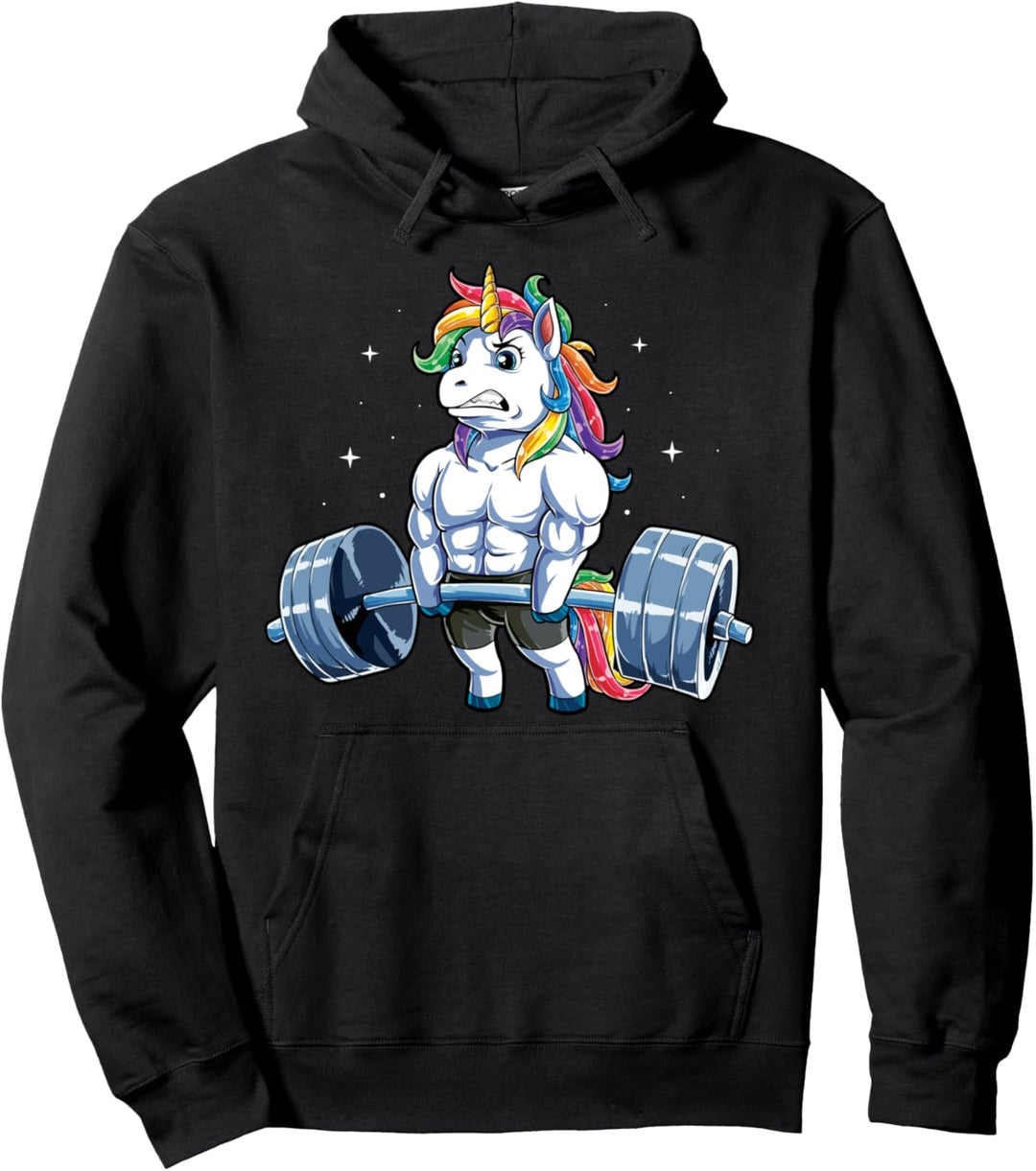 Unicorn Weightlifting Men Women Deadlift Fitness Gym Workout Pullover Hoodie