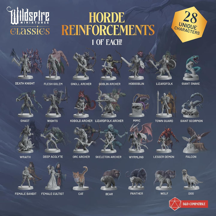 Horde Reinforcements Set - Monsters & Encounters for DND Miniatures Bulk Set 28mm Unpainted DND Mini