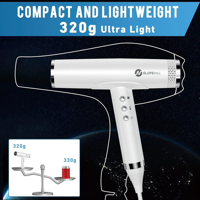 Slopehill Ionen Haartrockner, 110,000RPM für Schnelles Trocknen, Magnetischer Diffusor/Wenig Lärm/Bi