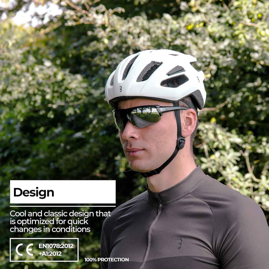 BBB Cycling Fahrradbrille Herren und Damen Sportbrille Sonnenbrille Radsport mit drei Wechselgläsern
