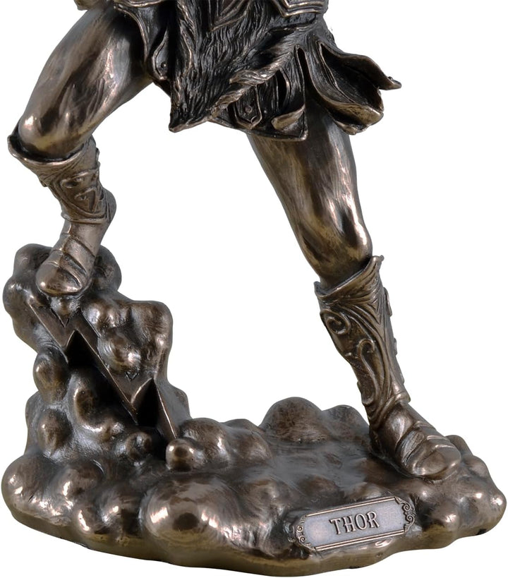 Nordischer Donnergott Thor in Rüstung Gott Figur bronziert Odin Skulptur by Veronese