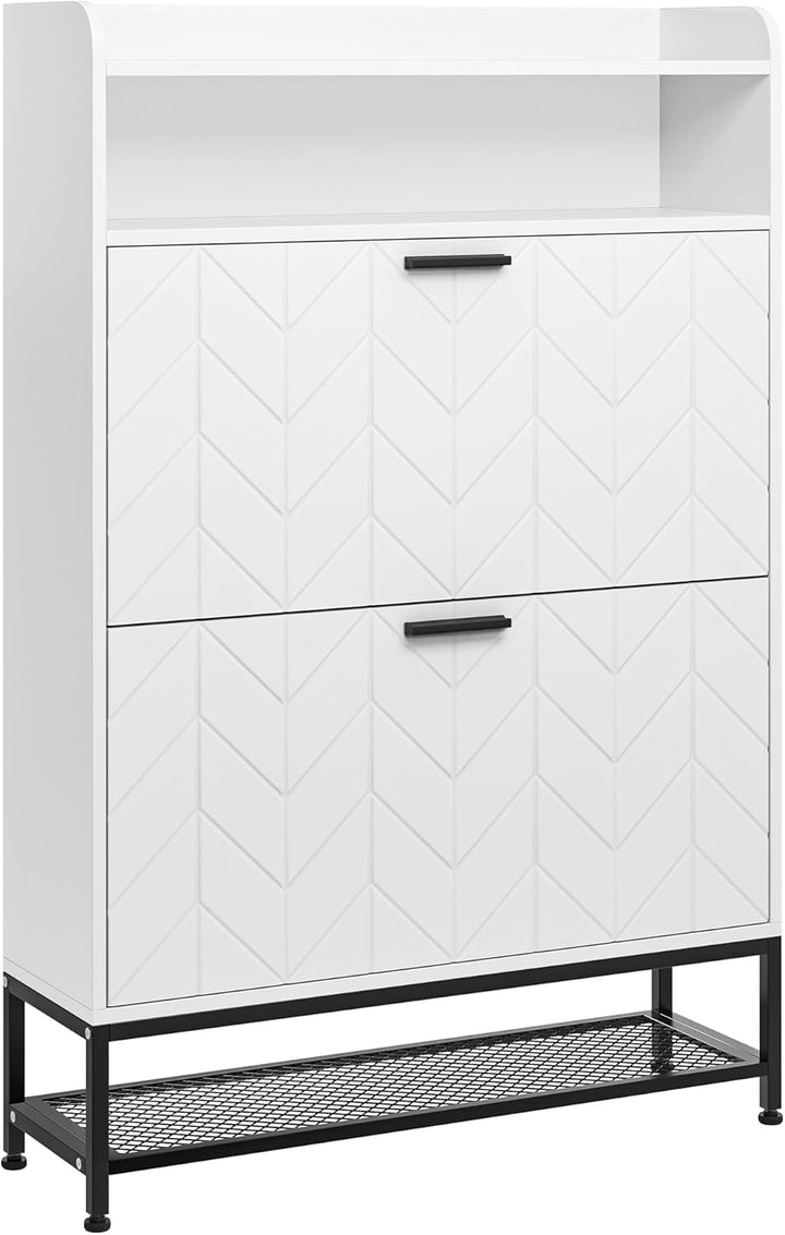 YITAHOME Schuhschrank, Schuhkipepr aus Holz mit 2 Klappschubladen, freistehender Schuhkommode mit of