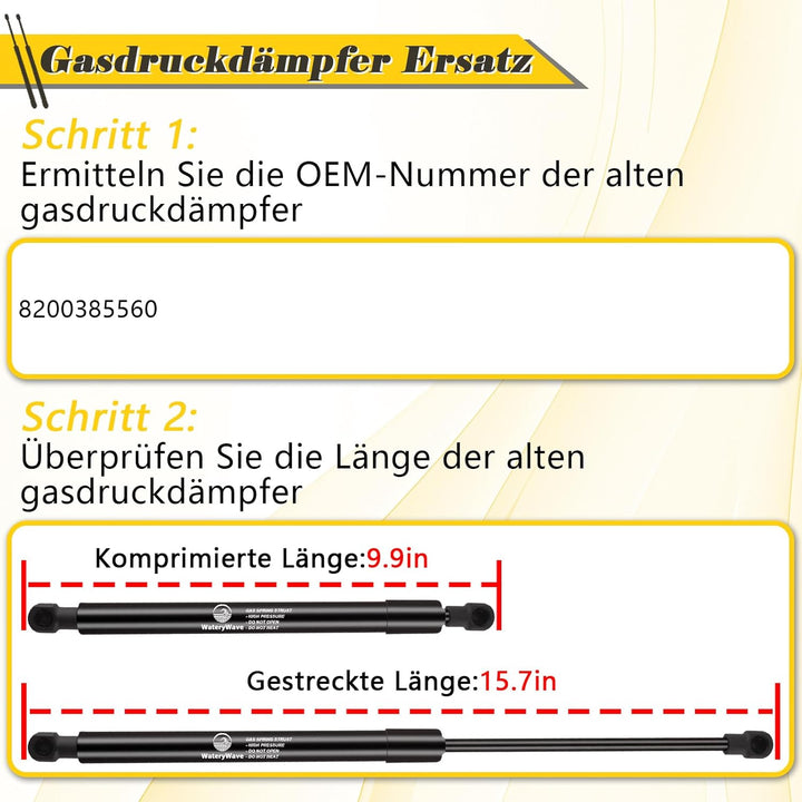 2X Heckklappendämpfer für Twingo II CN0 Hatchback 2007-2015 2016 2017 2018 2019 2020 Gasdruckdämpfer