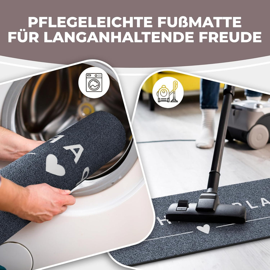 Schuhparkplatz Fussmatte 100x35cm Grau I Waschbare & rutschfeste Indoor-Schuhmatte & Abtropfmatte I