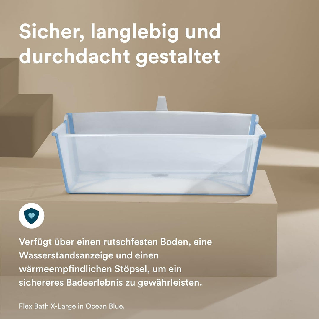 Stokke Flexi Bath XL, Transparent Green –Geräumige faltbare Babybadewanne – Leichte Konstruktion & e