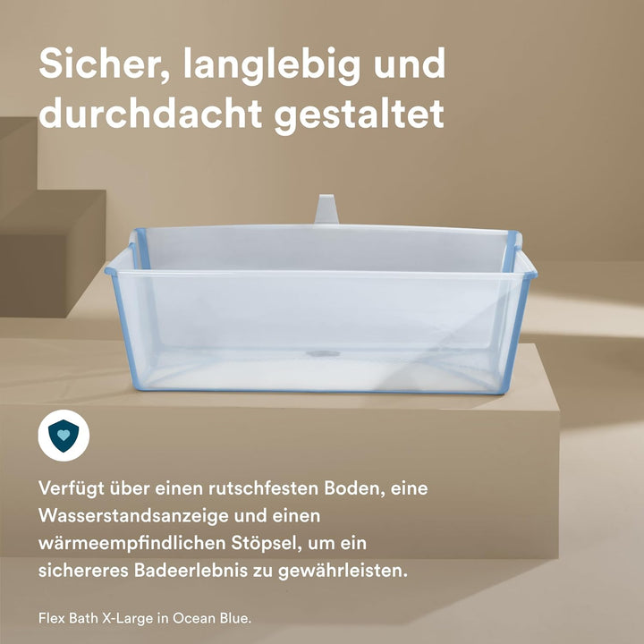 Stokke Flexi Bath XL, Transparent Green –Geräumige faltbare Babybadewanne – Leichte Konstruktion & e