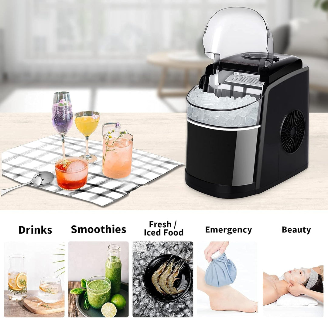 Eiswürfelmaschine Testsieger 12KG Eiswürfelbereiter Ice Maker 6 min Produktionszeit Ice Cube Maker,