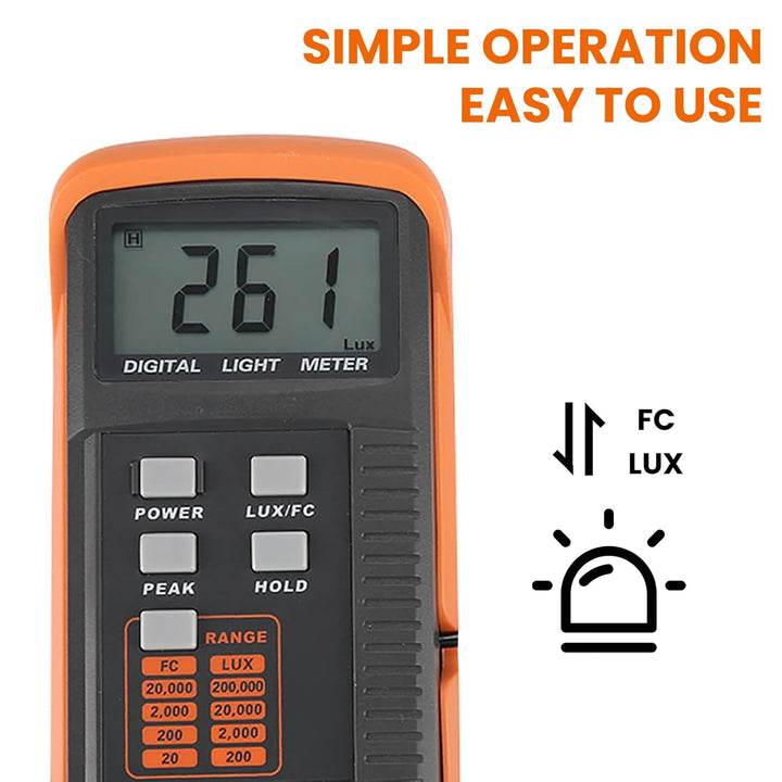 LX1330B Beleuchtungsstärkemessgerät LCD-Display Digitales Luxmeter 0,1 bis 200.000 Lux Photometer Ha