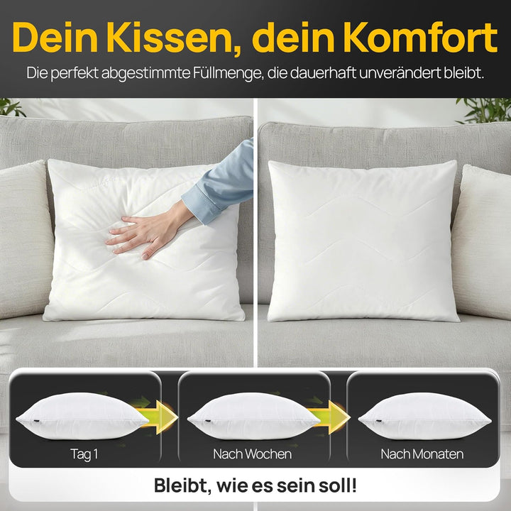 LILENO HOME Kopfkissen 50x50 cm [2er Set] als Kissen-Füllung - Bett oder Deko Kissen mit Reissversch