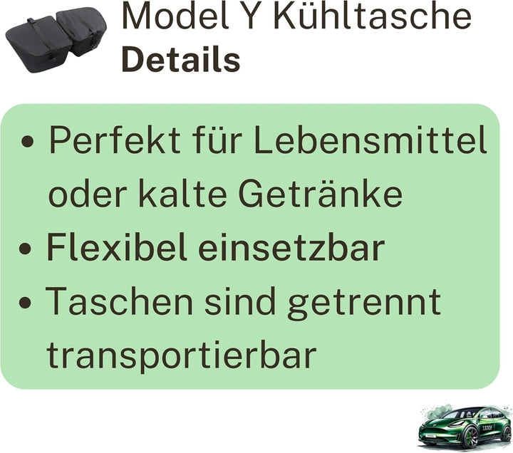 TESSI Frunk Kühltasche passend für das Tesla Model Y - wasserdichte isolierte Frunk Kühltasche - 2-t