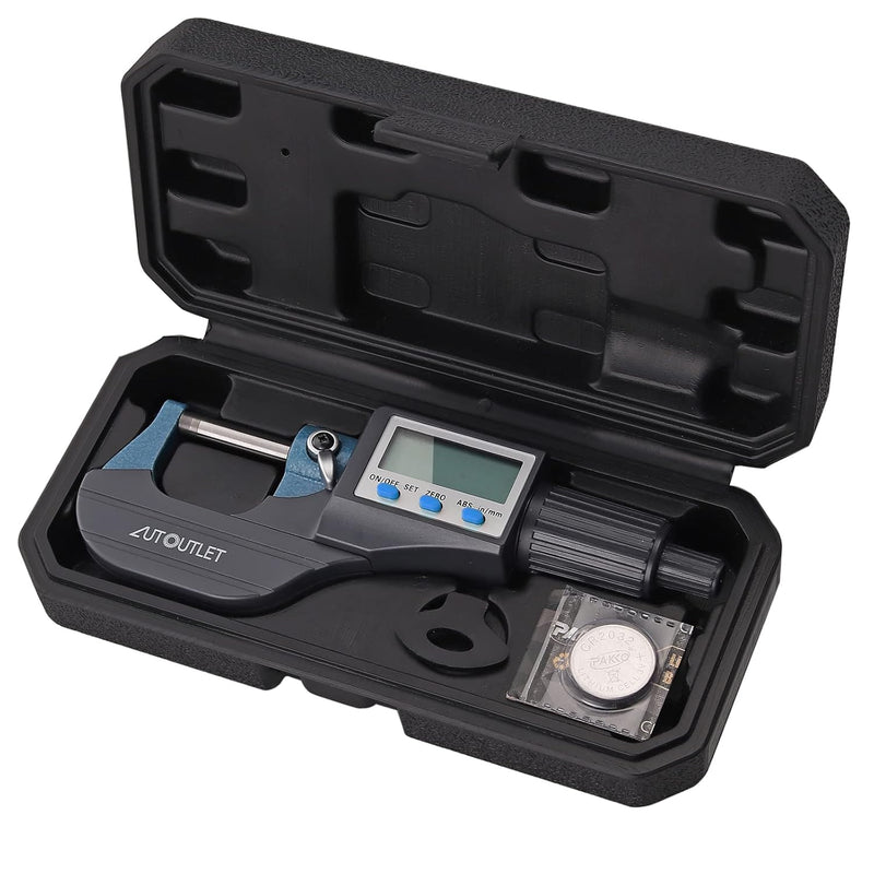 AUTOUTLET Micrometer Digitale Bügelmessschraube 0-25mm/ 0.001mm, Hohe Präzision LCD Digitale Mikrome