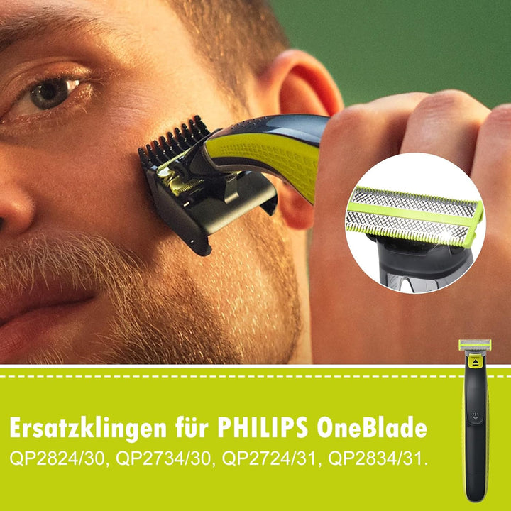 3 Stück Ersatzklingen für Philips Elektrischer Bartstyler, Face & Body Wasserdichte Ersatzköpfe Ersa