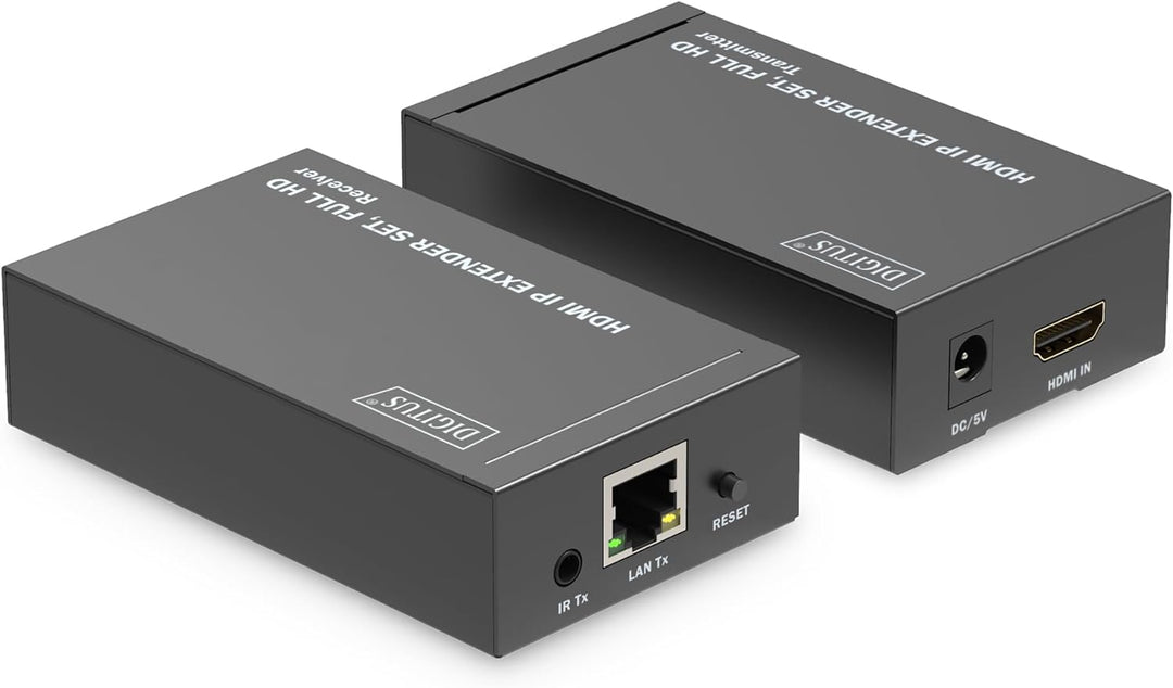 DIGITUS HDMI IP Extender Set, Full HD (1080p/60Hz), 120m Reichweite, Schwarz