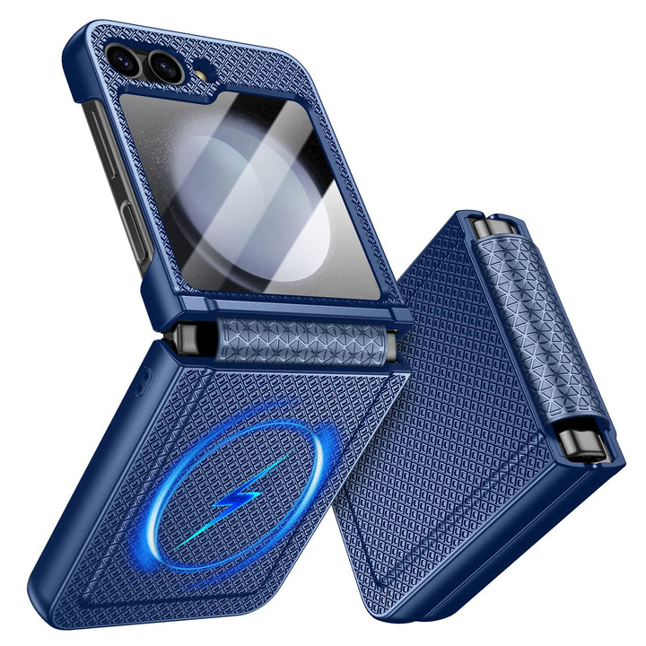 Doeshine für Samsung Galaxy Z Flip 5 Hülle für Mag-Safe mit Scharnierschutz & Displayschutzfolie, Ru