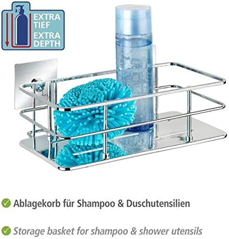 WENKO Turbo-Loc® Edelstahl Wandablage Quadro - Befestigen ohne Bohren, Edelstahl rostfrei, 24 x 10 x