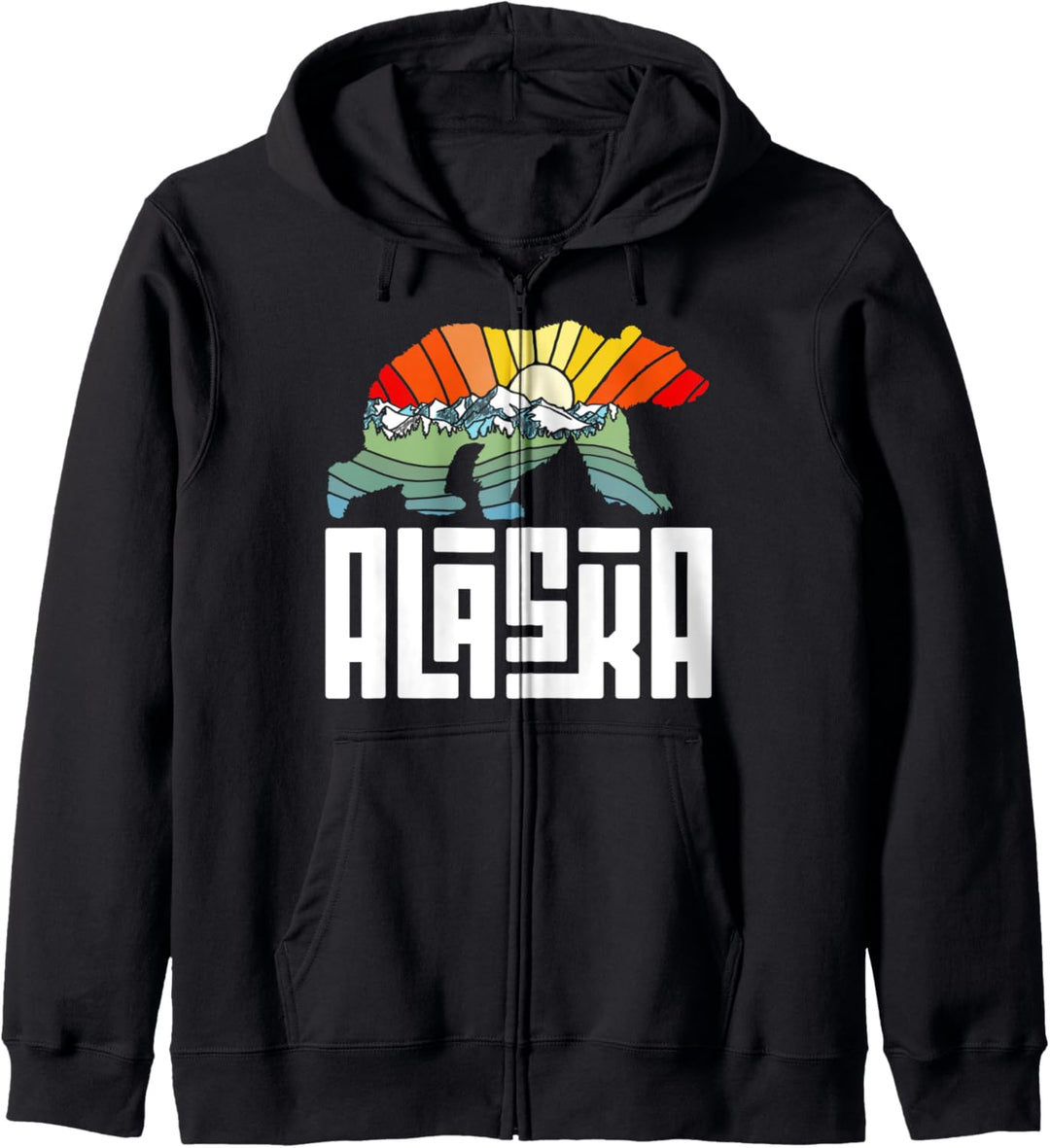Alaska Grizzly Bear Colorful Nature Art Retro Graphic Kapuzenjacke