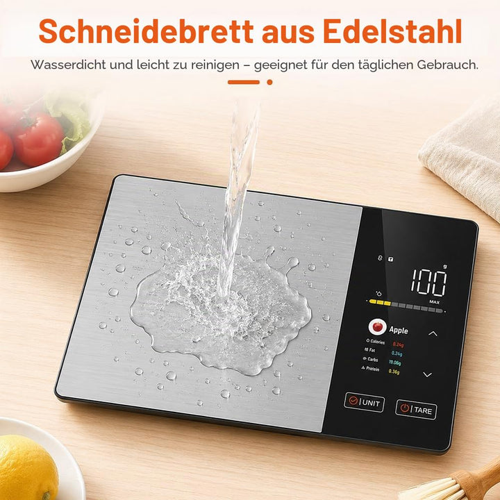 Küchenwaage Digital, SGZIOO Food Scale, Lebensmittelwaage mit TFT Farbdisplay Kalorienrechner Kosten