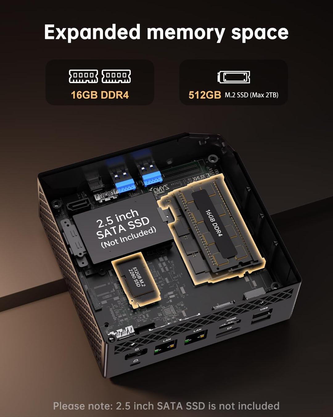 NiPoGi AM06 PRO Mini PC, АMD Ryzen 7 5825U(8C/16T, bis zu 4,5 GHz), 16GB DDR4 512GB M.2 SSD Mini Des
