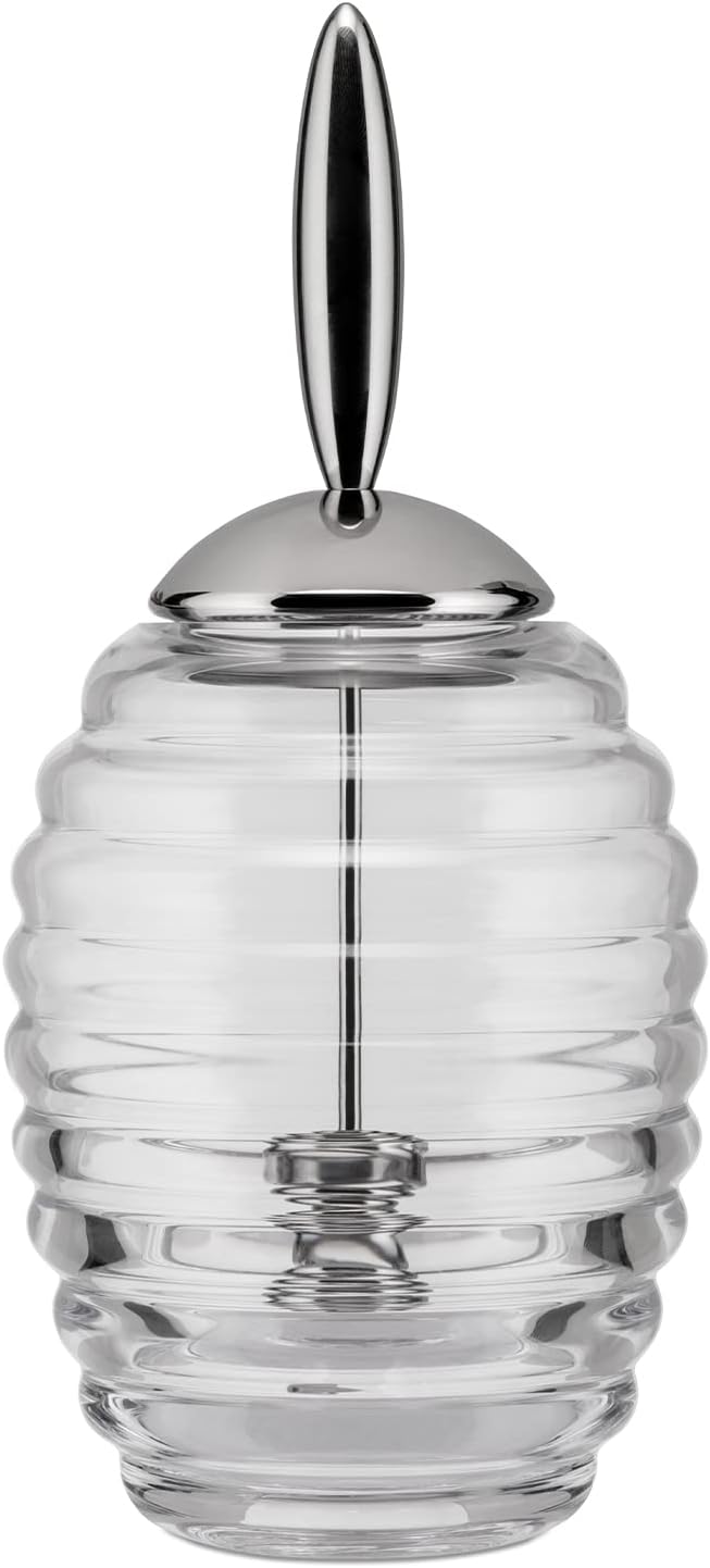 Alessi TW01 Honey Pot Honigspender aus Kristallglas mit Deckel, Edelstahl