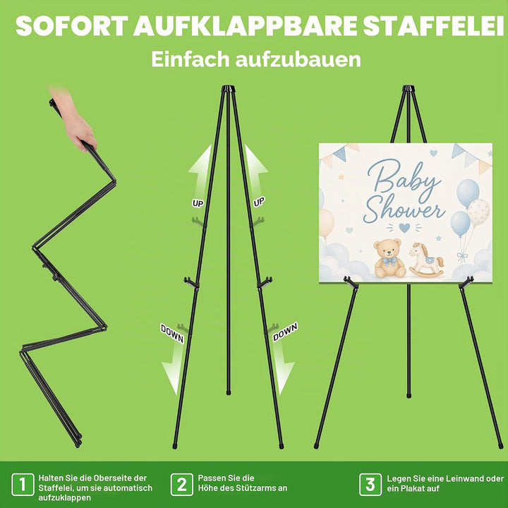 Staffelei Verstellbare - 168 cm Höhe Metall Poster Stativ, Zusammenklappbar für Kunstdisplays, Skizz