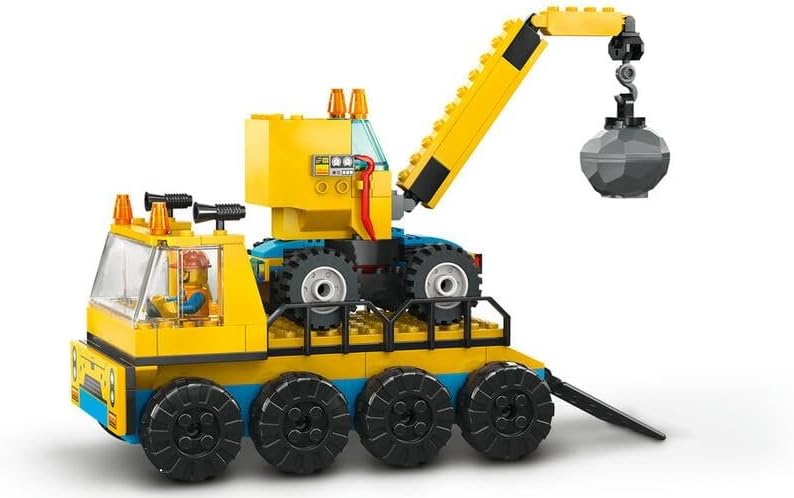LEGO City Baufahrzeuge und Kran mit Abrissbirne, Spielzeug mit Bagger, Kipper und Transportfahrzeuge
