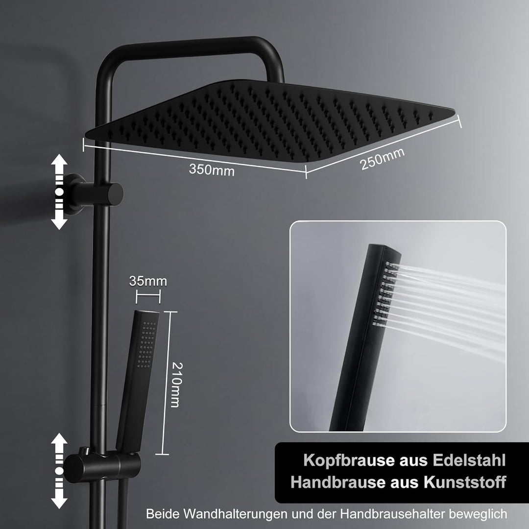 Görbach Regendusche Duschsystem mit Ablage, Wassersparend, Edelstahl Duschset ohne Armatur mit XXL K