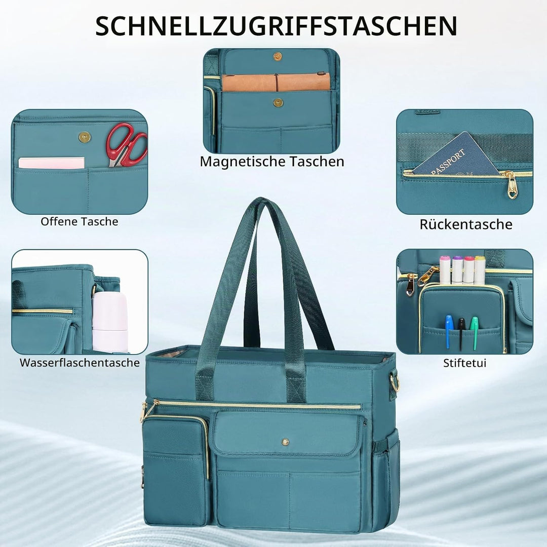 ESTARER Lehrertasche mit Erweiterter Aktenordnertasche,Arbeitstasche mit Fächern für Laptop,Tragbare