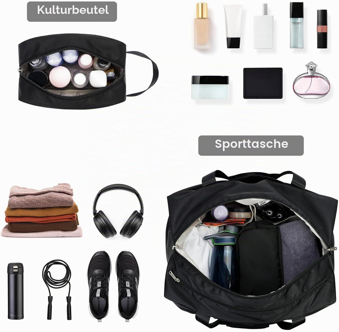 Ceneda Sporttaschen Klassische Reisetasche mit Schuhfach und Kulturtasche Sporttasche Damen Herren T