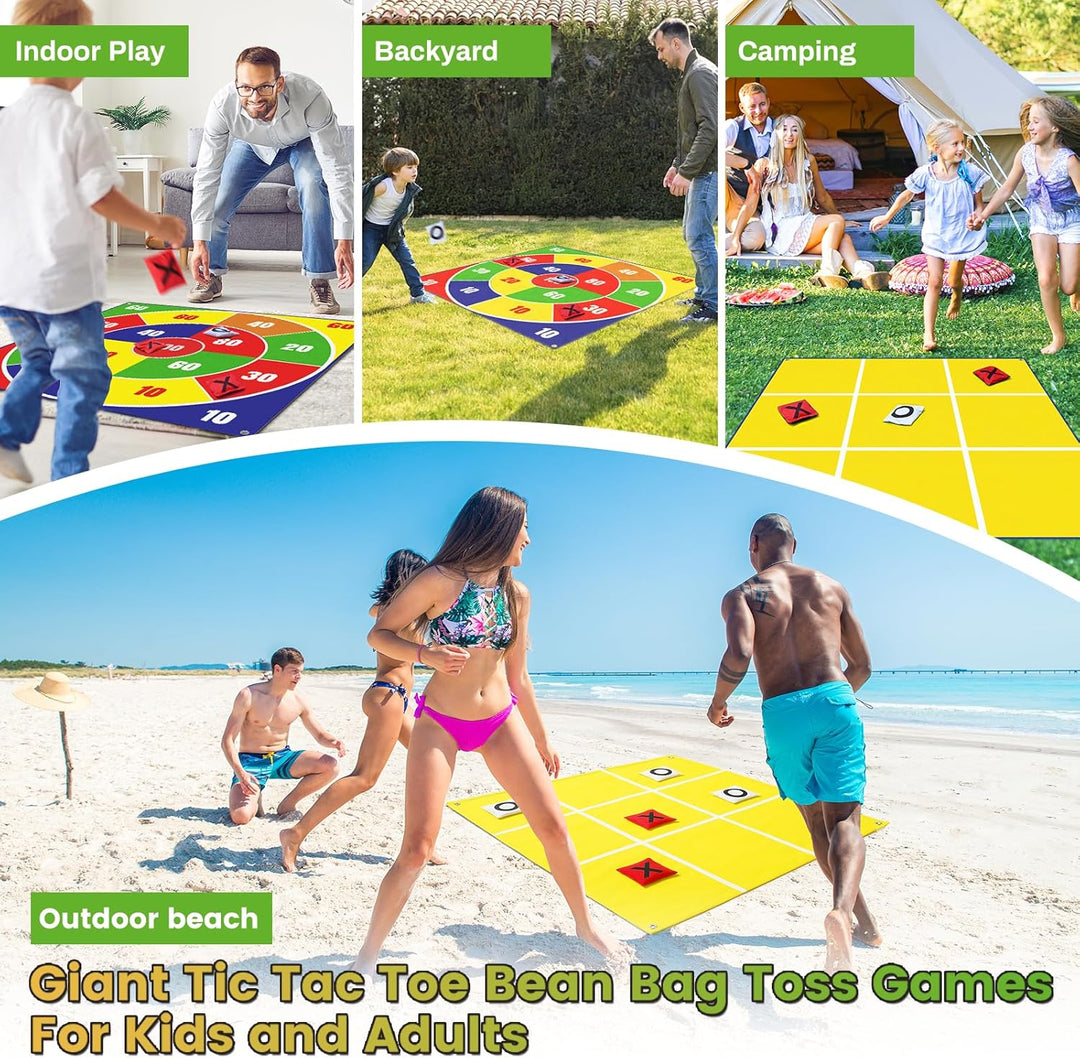 2-in-1 Riesen-Oster-Sitzsack-Wurf & grosser Tic Tac Toe Outdoor-Spiele für Kinder und Erwachsene, 1,