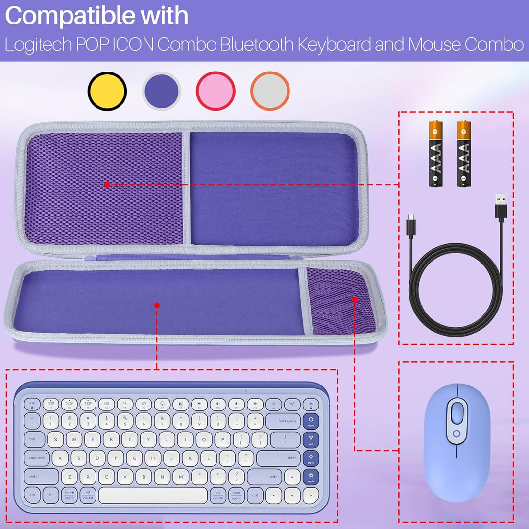 Lebakort Hart Schutz Hülle Etui für Logitech POP ICON Combo -Tastatur-Maus-Set Rosa POP ICON Combo T