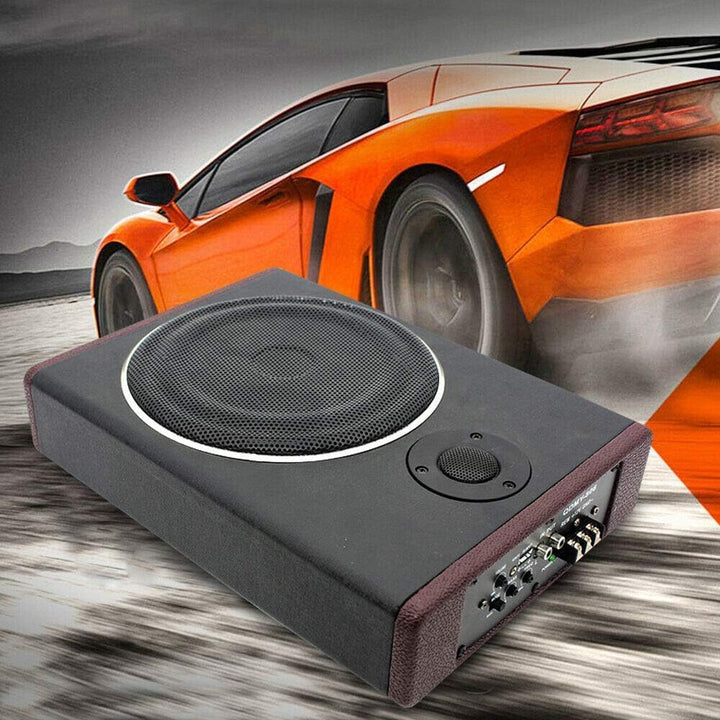 8 Zoll Bass Box Aktiv Subwoofer, 12V 600W Edelstahl Ultradünner Auto Kfz Untersitz Aktiver Subwoofer