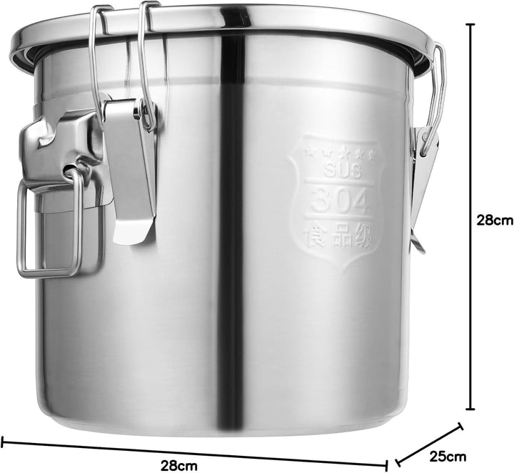 12L/3.17Gal luftdichter Edelstahlbehälter 0.6 mm silberfarbener Vorratsbehälter mit luftdichtem Deck