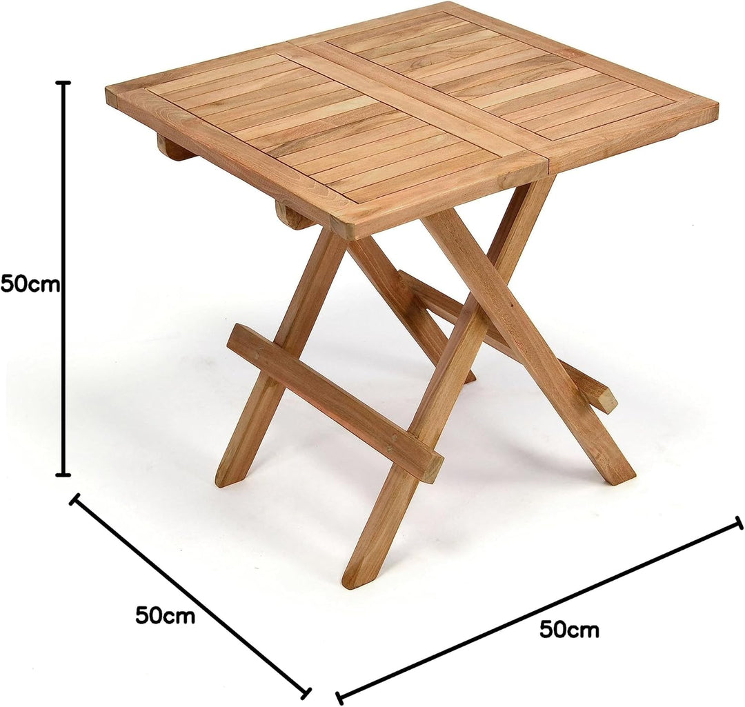 Divero Kindertisch Beistelltisch Balkontisch Teak Holz Tisch für Terrasse Balkon Garten – eckig wett